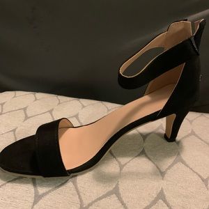Size 8.5 black ankle-strap heels